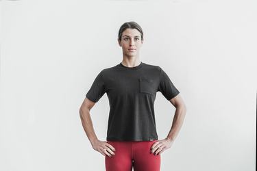 Nobull Heavyweight Pocket Boxy Women's T Shirts Black | Australia (EV6845)